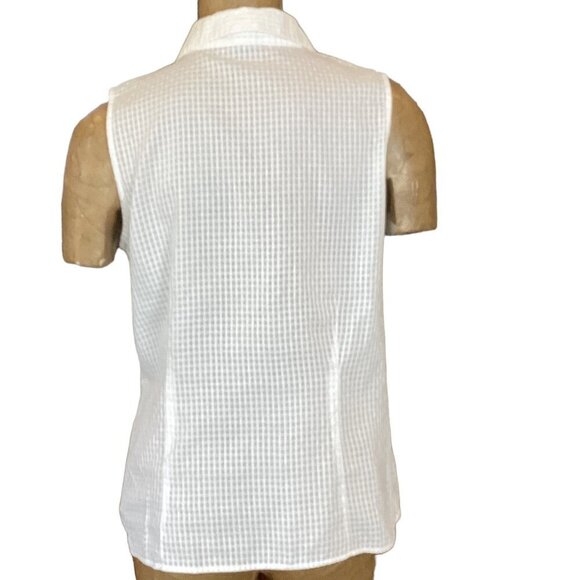 Geoffrey Beene Sport Cotton Sleeveless Button-Up Top White Sz 12 #291H - Picture 5 of 7